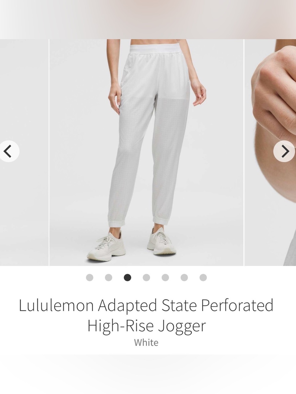 Lululemon Adapted state perforated joggers white size 6